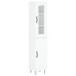 vidaXL Aparador alto madera contrachapada blanco brillo 34,5x34x180 cm