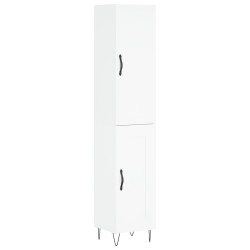 vidaXL Aparador alto madera contrachapada blanco brillo 34,5x34x180 cm