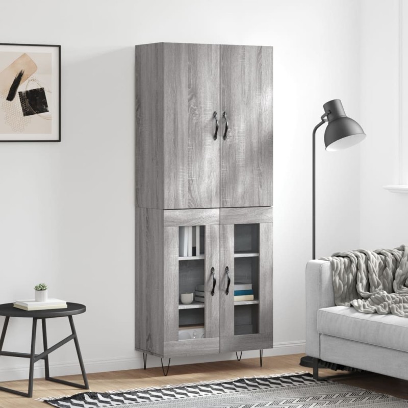 vidaXL Aparador alto madera contrachapada gris sonoma 69,5x34x180 cm vidaXL Aparador alto madera contrachapada gris sonoma 69,5x34x180 cm