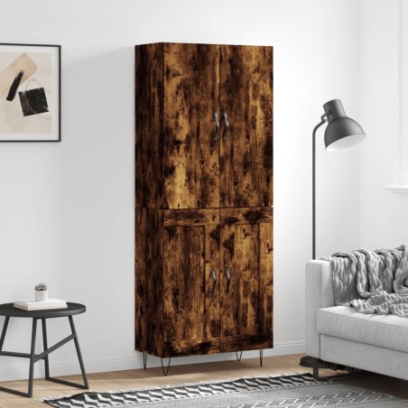 vidaXL Aparador alto madera contrachapada roble ahumado 69,5x34x180 cm