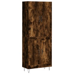 vidaXL Aparador alto madera contrachapada roble ahumado 69,5x34x180 cm