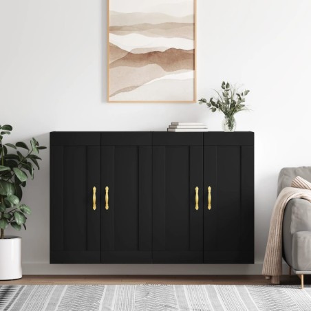 vidaXL Armarios de pared 2 uds madera de ingeniería negro