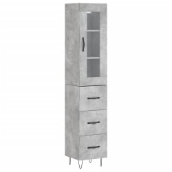 vidaXL Aparador de madera contrachapada gris hormigón 34,5x34x180 cm
