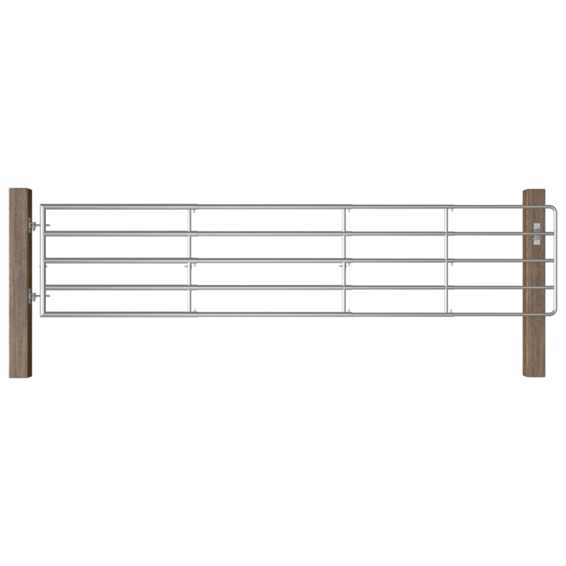 vidaXL Cancela de 5 barras para campo acero plateado (150-400)x90 cm vidaXL Cancela de 5 barras para campo acero plateado (150-400)x90 cm