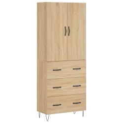 vidaXL Aparador alto madera contrachapada color roble 69,5x34x180 cm