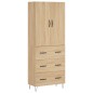 vidaXL Aparador alto madera contrachapada color roble 69,5x34x180 cm vidaXL Aparador alto madera contrachapada color roble 69,5x34x180 cm