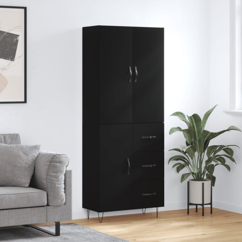vidaXL Aparador alto madera contrachapada negro 69,5x34x180 cm vidaXL Aparador alto madera contrachapada negro 69,5x34x180 cm