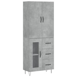 vidaXL Aparador alto madera contrachapada gris hormigón 69,5x34x180 cm