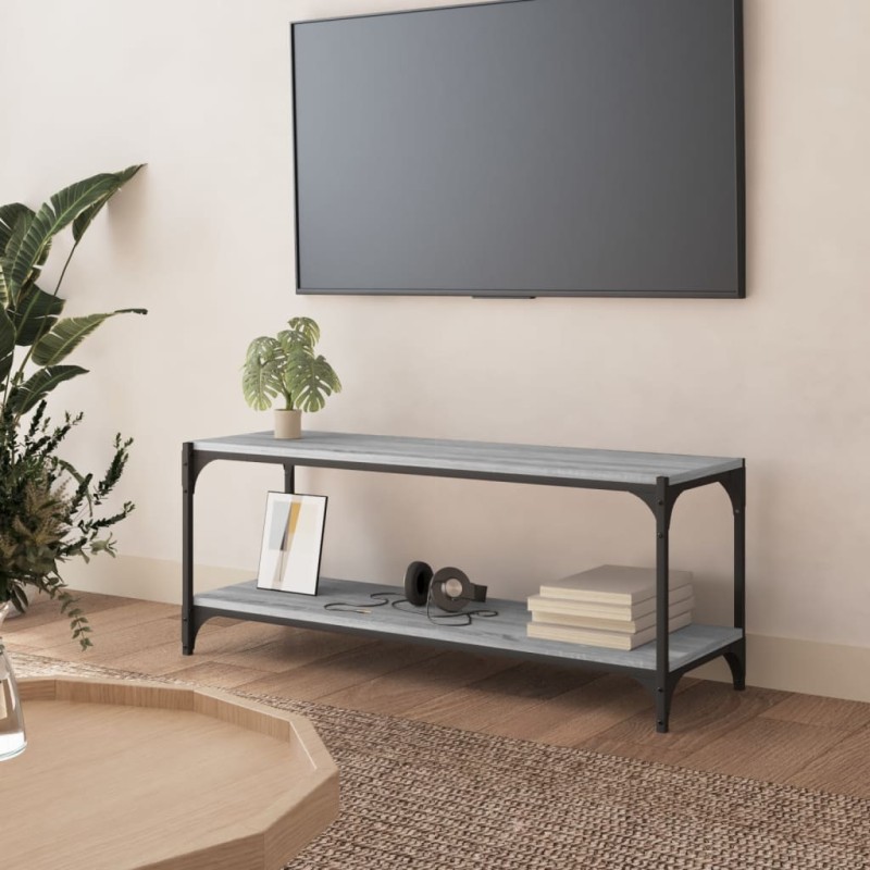 vidaXL Mueble para TV contrachapada y acero gris Sonoma 100x33x41 cm vidaXL Mueble para TV contrachapada y acero gris Sonoma 100x33x41 cm
