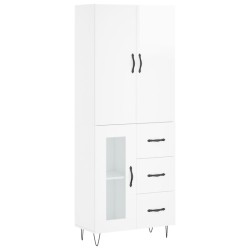 vidaXL Aparador alto madera contrachapada blanco brillo 69,5x34x180 cm