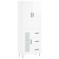 vidaXL Aparador alto madera contrachapada blanco brillo 69,5x34x180 cm