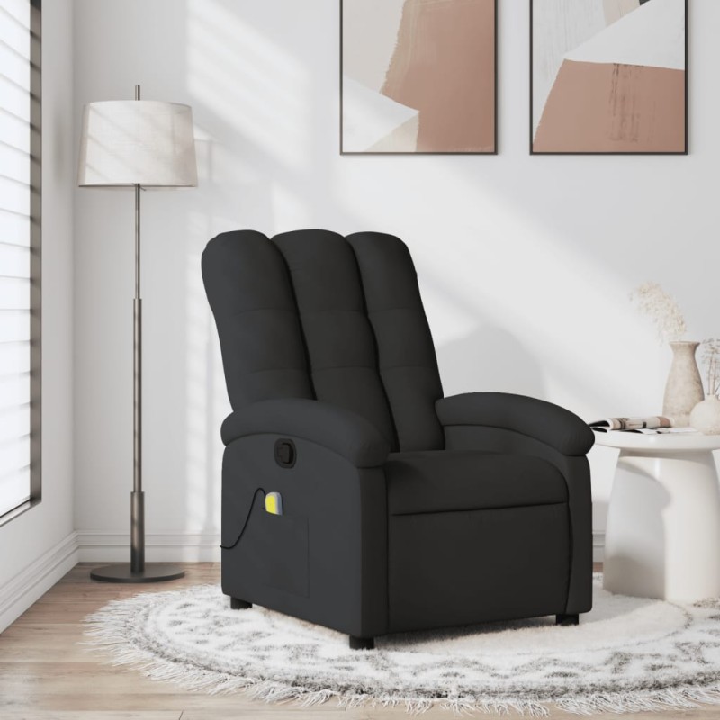 vidaXL Sillón reclinable de masaje de tela negro vidaXL Sillón reclinable de masaje de tela negro