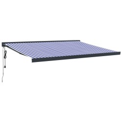 vidaXL Toldo retráctil aluminio y tela azul y blanco 4x3 m