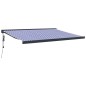 vidaXL Toldo retráctil aluminio y tela azul y blanco 4x3 m vidaXL Toldo retráctil aluminio y tela azul y blanco 4x3 m
