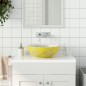 vidaXL Lavabo sobre encimera redondo cerámica blanco amarillo Φ41x14cm vidaXL Lavabo sobre encimera redondo cerámica blanco amarillo Φ41x14cm