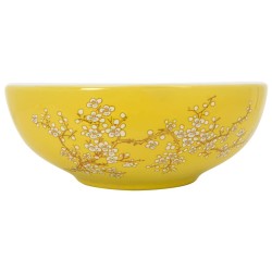 vidaXL Lavabo sobre encimera redondo cerámica blanco amarillo Φ41x14cm