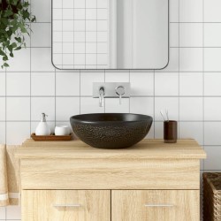vidaXL Lavabo sobre encimera redondo cerámica negro Φ41x14 cm