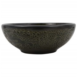 vidaXL Lavabo sobre encimera redondo cerámica negro Φ41x14 cm