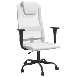 vidaXL Silla de oficina altura ajustable tela malla y cuero PE blanco