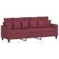 vidaXL Sofá de 3 plazas de tela rojo tinto 180 cm vidaXL Sofá de 3 plazas de tela rojo tinto 180 cm