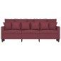 vidaXL Sofá de 3 plazas de tela rojo tinto 180 cm vidaXL Sofá de 3 plazas de tela rojo tinto 180 cm