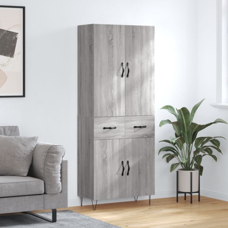 vidaXL Aparador alto madera contrachapada gris sonoma 69,5x34x180 cm vidaXL Aparador alto madera contrachapada gris sonoma 69,5x34x180 cm