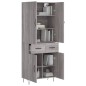 vidaXL Aparador alto madera contrachapada gris sonoma 69,5x34x180 cm vidaXL Aparador alto madera contrachapada gris sonoma 69,5x34x180 cm