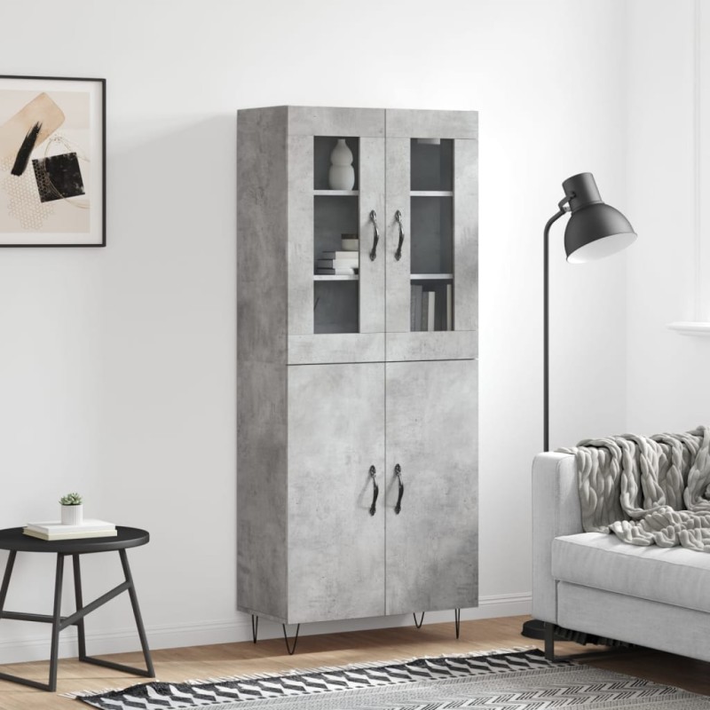 vidaXL Aparador alto madera contrachapada gris hormigón 69,5x34x180 cm vidaXL Aparador alto madera contrachapada gris hormigón 69,5x34x180 cm