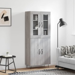 vidaXL Aparador alto madera contrachapada gris sonoma 69,5x34x180 cm