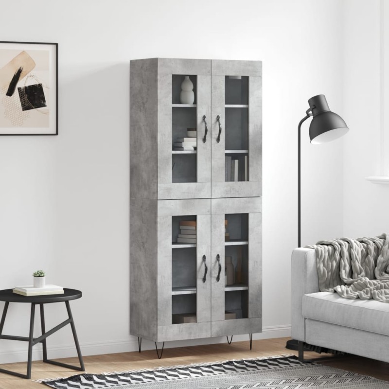 vidaXL Aparador alto madera contrachapada gris hormigón 69,5x34x180 cm vidaXL Aparador alto madera contrachapada gris hormigón 69,5x34x180 cm