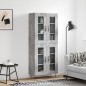 vidaXL Aparador alto madera contrachapada gris hormigón 69,5x34x180 cm vidaXL Aparador alto madera contrachapada gris hormigón 69,5x34x180 cm