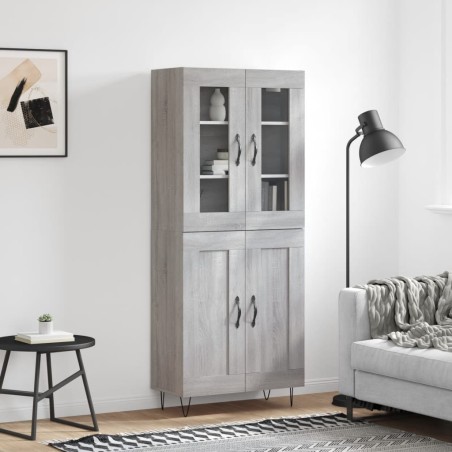 vidaXL Aparador alto madera contrachapada gris sonoma 69,5x34x180 cm