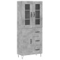 vidaXL Aparador alto madera contrachapada gris hormigón 69,5x34x180 cm