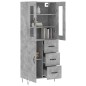 vidaXL Aparador alto madera contrachapada gris hormigón 69,5x34x180 cm