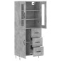 vidaXL Aparador alto madera contrachapada gris hormigón 69,5x34x180 cm