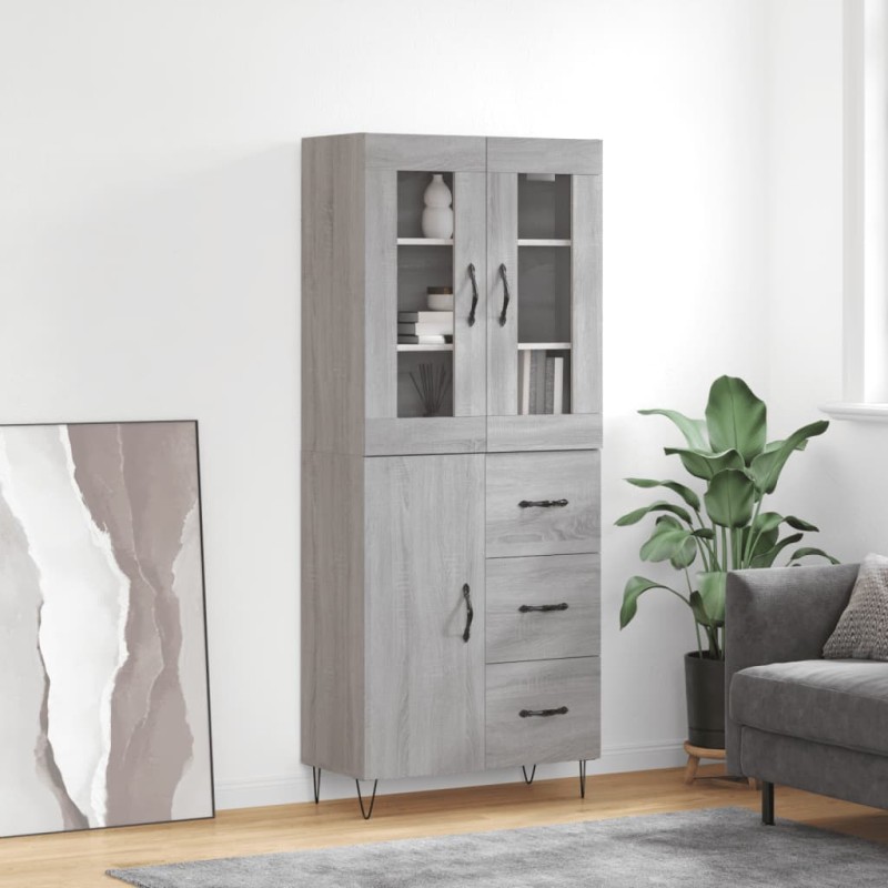 vidaXL Aparador alto madera contrachapada gris sonoma 69,5x34x180 cm vidaXL Aparador alto madera contrachapada gris sonoma 69,5x34x180 cm