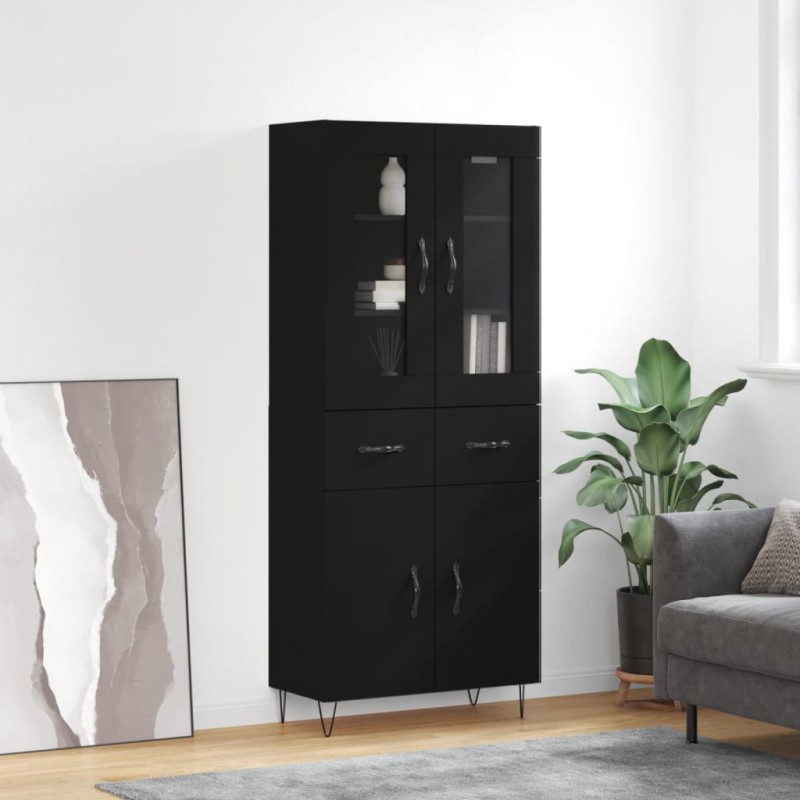vidaXL Aparador alto madera contrachapada negro 69,5x34x180 cm vidaXL Aparador alto madera contrachapada negro 69,5x34x180 cm