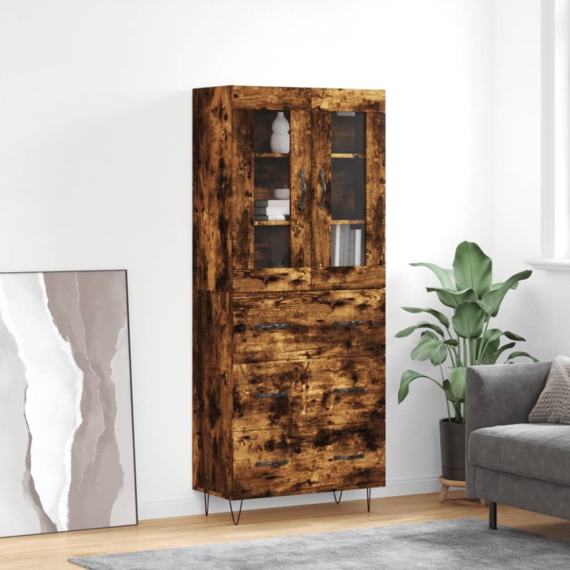 vidaXL Aparador alto madera contrachapada roble ahumado 69,5x34x180 cm vidaXL Aparador alto madera contrachapada roble ahumado 69,5x34x180 cm