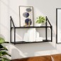 vidaXL Estantería pared 2 niveles madera ingeniería negro 80x21x51 cm vidaXL Estantería pared 2 niveles madera ingeniería negro 80x21x51 cm