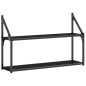vidaXL Estantería pared 2 niveles madera ingeniería negro 80x21x51 cm vidaXL Estantería pared 2 niveles madera ingeniería negro 80x21x51 cm