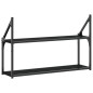 vidaXL Estantería pared 2 niveles madera ingeniería negro 80x21x51 cm vidaXL Estantería pared 2 niveles madera ingeniería negro 80x21x51 cm