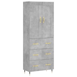 vidaXL Aparador alto madera contrachapada gris hormigón 69,5x34x180 cm