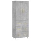 vidaXL Aparador alto madera contrachapada gris hormigón 69,5x34x180 cm vidaXL Aparador alto madera contrachapada gris hormigón 69,5x34x180 cm