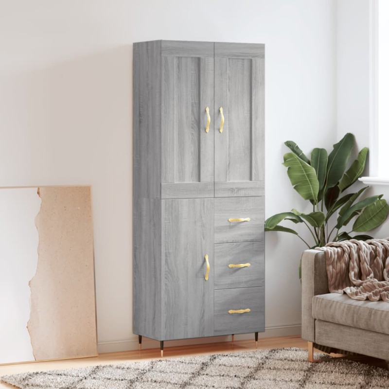 vidaXL Aparador alto madera contrachapada gris sonoma 69,5x34x180 cm vidaXL Aparador alto madera contrachapada gris sonoma 69,5x34x180 cm