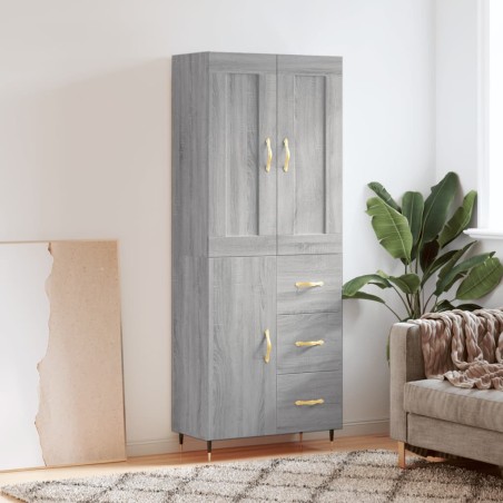 vidaXL Aparador alto madera contrachapada gris sonoma 69,5x34x180 cm