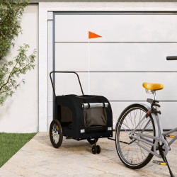 vidaXL Remolque de bicicleta mascotas hierro tela Oxford negro