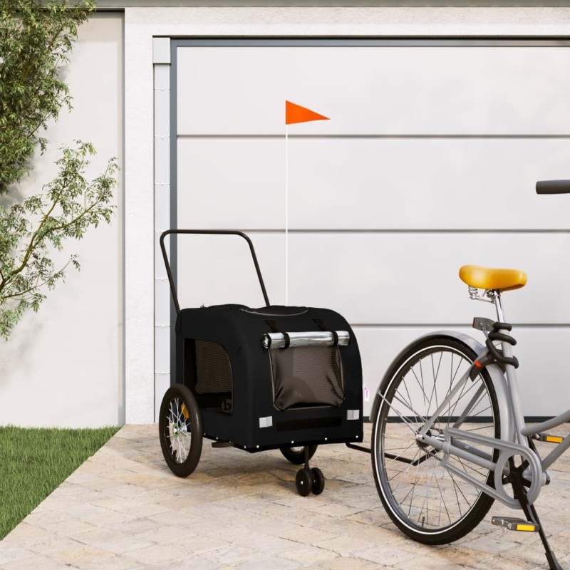 vidaXL Remolque de bicicleta mascotas hierro tela Oxford negro vidaXL Remolque de bicicleta mascotas hierro tela Oxford negro