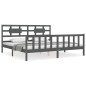 vidaXL Estructura cama de matrimonio con cabecero madera maciza gris