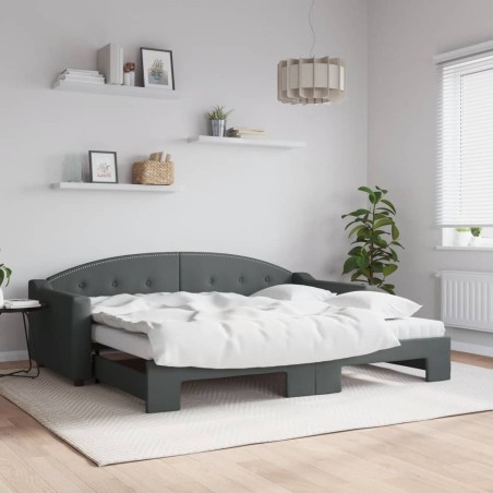 vidaXL Sofá cama nido con colchón tela gris oscuro 90x200 cm