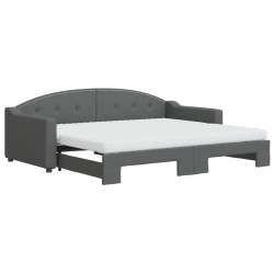 vidaXL Sofá cama nido con colchón tela gris oscuro 90x200 cm